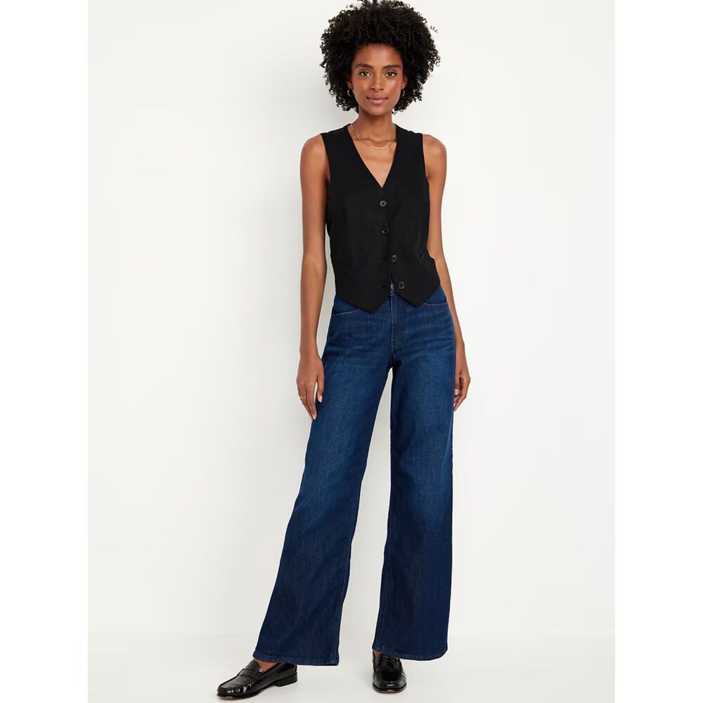 Old Navy High Rise Wow Wide Leg Jeans Dark Wash Size 12